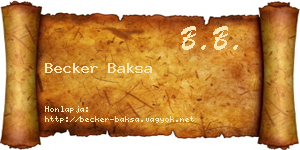 Becker Baksa névjegykártya